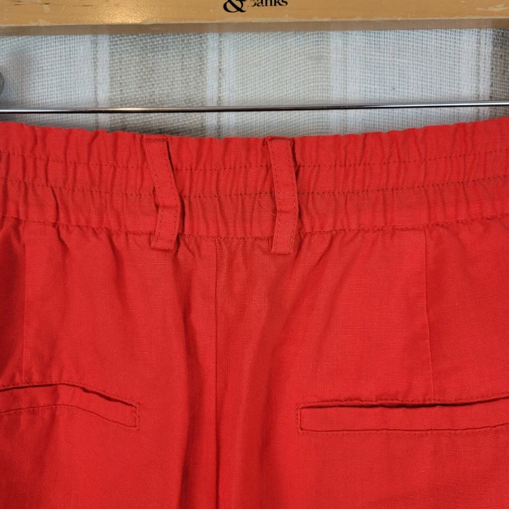 Zara Woman High Rise Wide Leg 100% Linen Pants Red Size Large Lagenlook